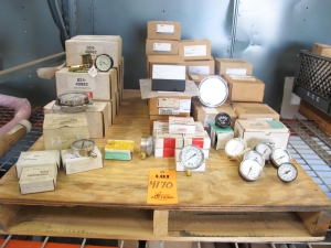 LOT TO INCLUDE: (4 PALLETS) MISC. GAUGES, THERMOMETERS, AND SENSORS. LOADING & HANDLING FEE $15-4170